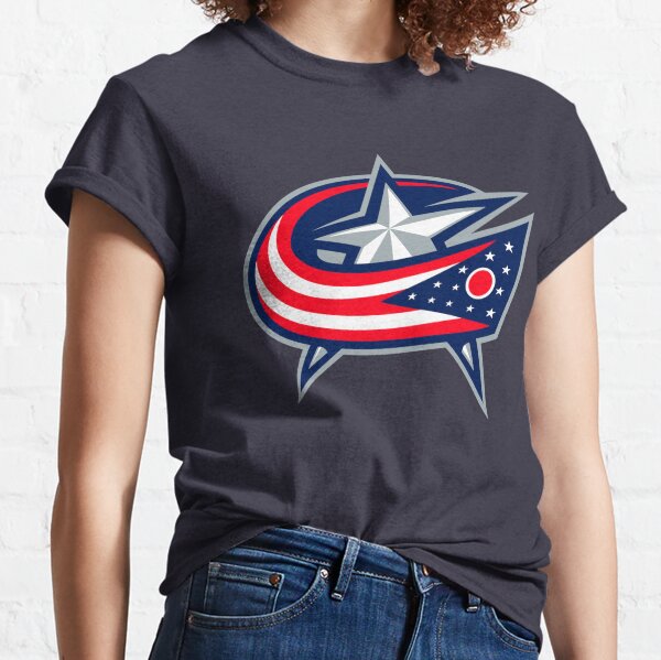 Columbus Blue Jackets NHL Hockey American Flag Women's V-Neck T-Shirt