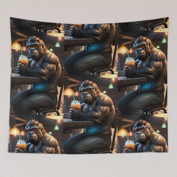 Item preview, a cool gorilla having a cold drink in the bar designed and sold by Pelzi100.