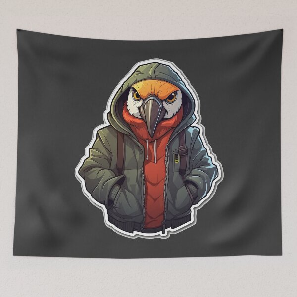 Item preview, Cool Macaw in casual clothing designed and sold by Sidewayanimals.