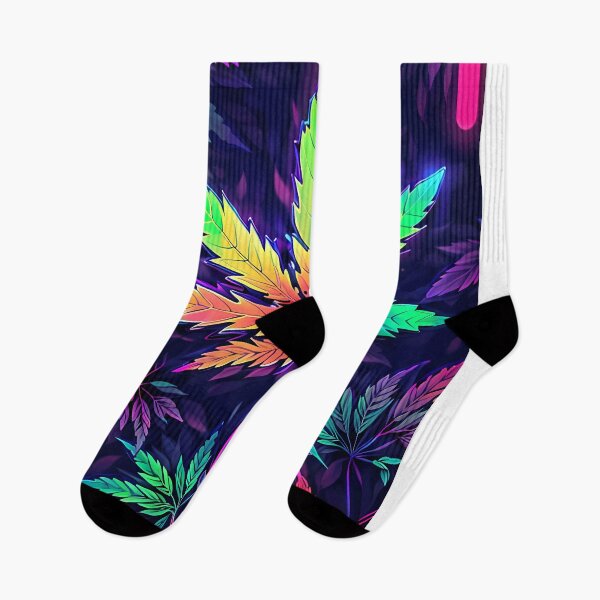 Item preview, Psychedelic Electric RGB Marijuana Cannabis Leaf Black Poster 3/4 designed and sold by wojysmokes.