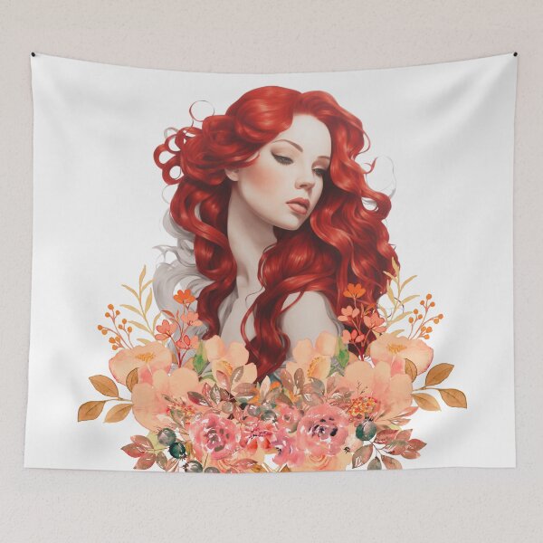 Item preview, Beautiful Red Haired Flowered Ondine designed and sold by SirenasWorld.