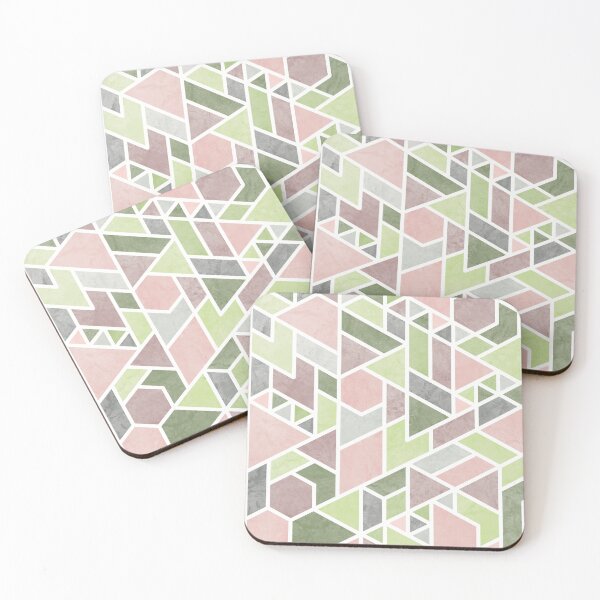 Item preview, Stained Glass Geometric Green and Pink designed and sold by EmeraldOwl57.