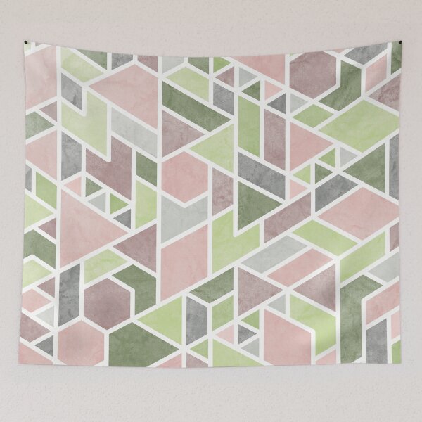 Item preview, Stained Glass Geometric Green and Pink designed and sold by EmeraldOwl57.