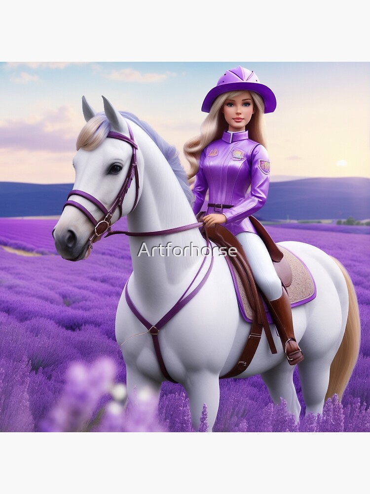 Barbie in Lavender Dreamland Equestrian Art Print Sticker for Sale by Artforhorse Redbubble