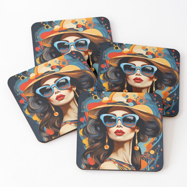 Item preview, Woman in a hat and glasses designed and sold by Stroka-AI-Art.