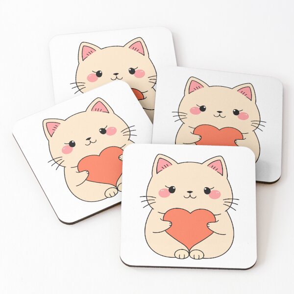 Item preview, Cute kawaii cartoon cat heart designed and sold by Narukuku.