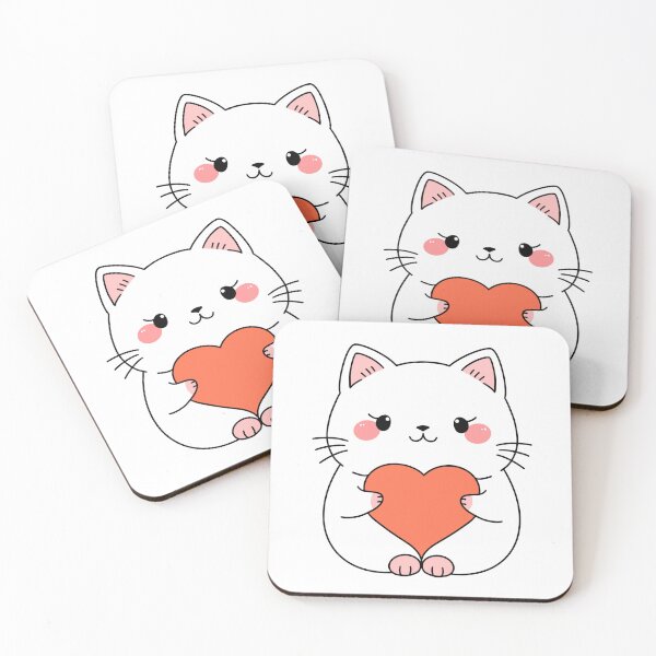 Item preview, Cute kawaii cartoon cat heart designed and sold by Narukuku.
