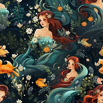 Artwork thumbnail, Mermaids Pattern 3 by DigitalPatternx
