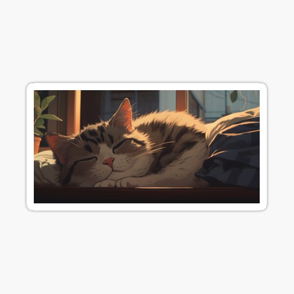 Item preview, Cute Cat Dreaming  | A Whimsical and Relaxing Illustration of a Cat in a Japanese-Inspired Setting designed and sold by samuelpinzon.