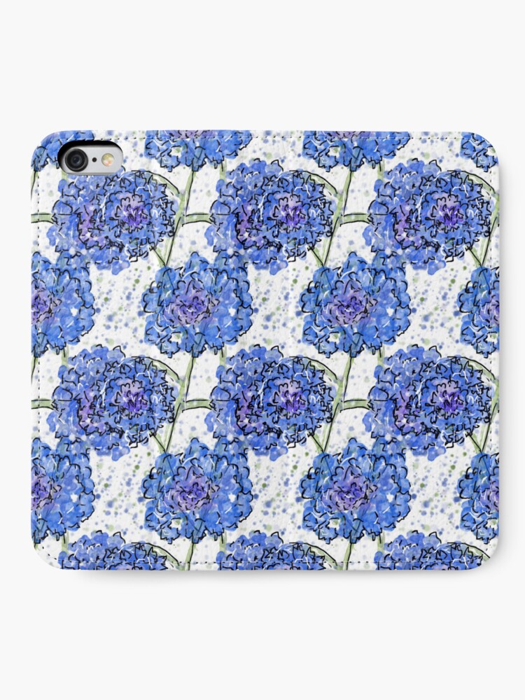 iPhone Wallet, Bright Blue Cornflower Lattice Pattern designed and sold by Clare Walker