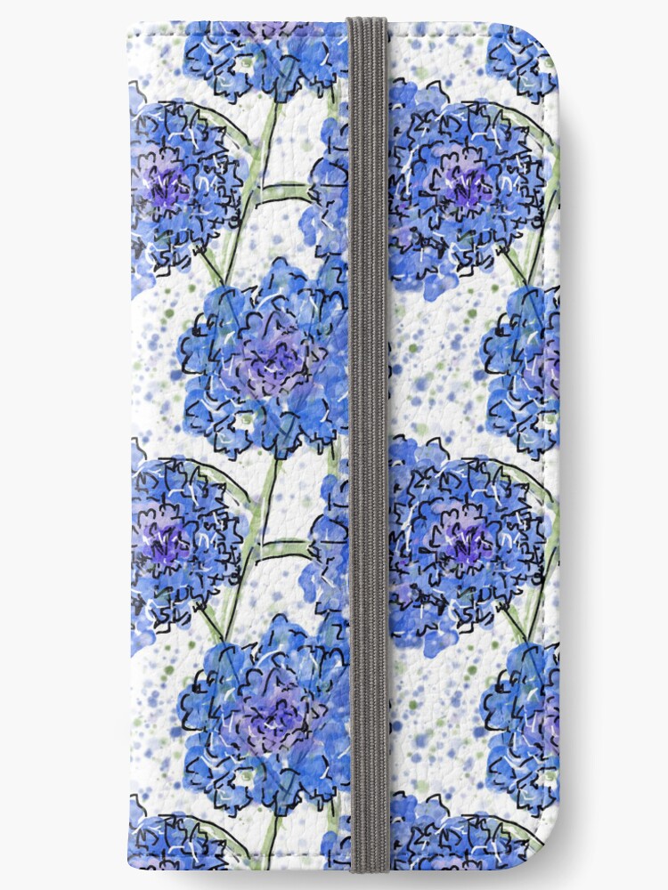 Thumbnail 1 of 6, iPhone Wallet, Bright Blue Cornflower Lattice Pattern designed and sold by Clare Walker.