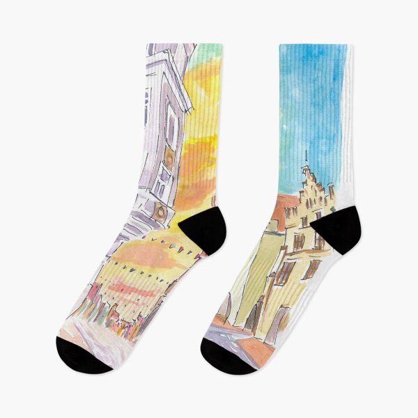 Item preview, Festive Landshut Oldtown with Illuminated Clouds and Saint Martin at Sunset designed and sold by artshop77.