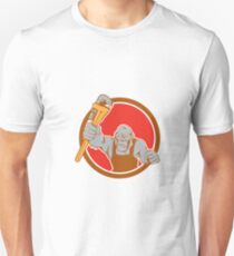 Angry Gorilla Plumber Monkey Wrench Circle Cartoon Unisex T-Shirt