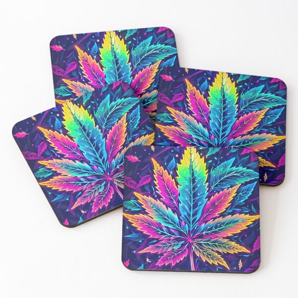 Item preview, Psychedelic Electric Boogaloo RGB Marijuana Cannabis Leaf Black Poster 4/4 designed and sold by wojysmokes.