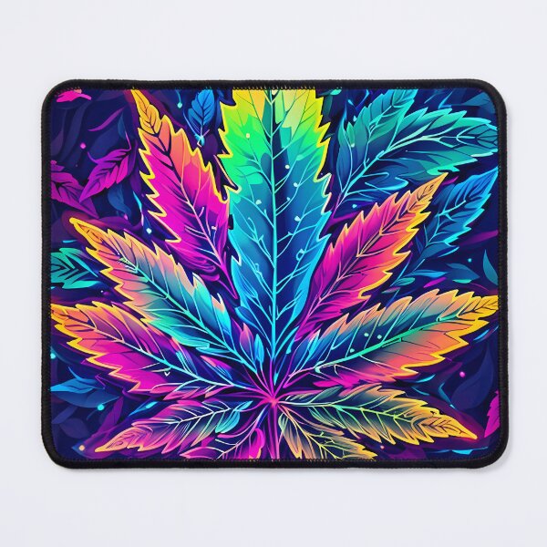 Item preview, Psychedelic Electric Boogaloo RGB Marijuana Cannabis Leaf Black Poster 4/4 designed and sold by wojysmokes.