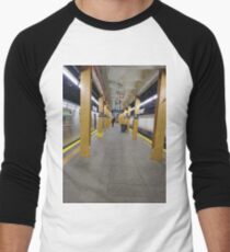 Subway station, New York, Brooklyn, Manhattan, New York City, Buildings, streets, trees Men's Baseball ¾ T-Shirt