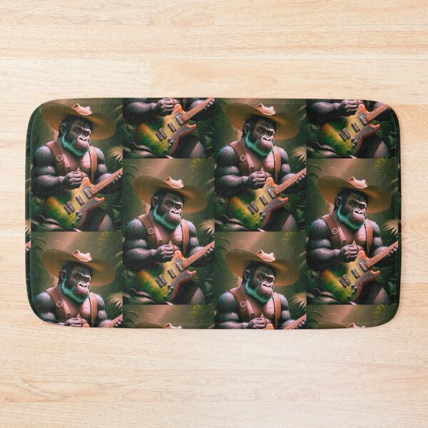 Item preview, a cool gorilla playing guitar in the jungle designed and sold by Pelzi100.
