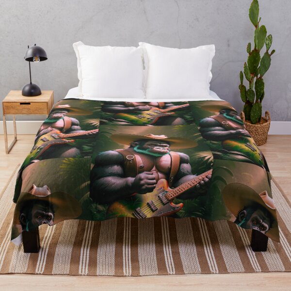 Item preview, a cool gorilla playing guitar in the jungle designed and sold by Pelzi100.