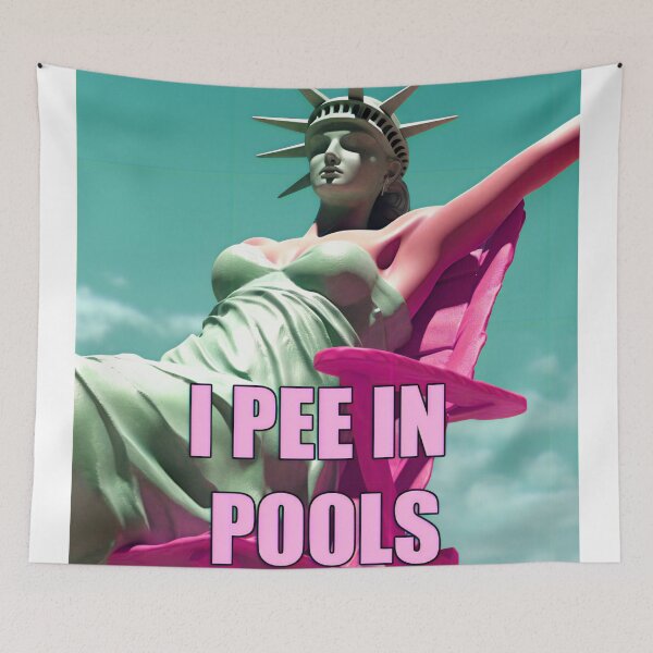 Item preview, “I pinked the ocean,”—Lady Liberty Barbenheimer. “But how do you know that I peed in pools?” designed and sold by ignasirus.
