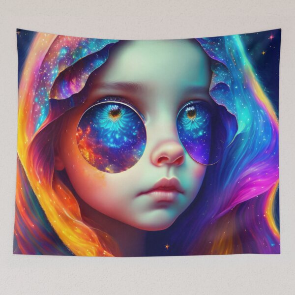 Item preview, Colorful Rainbow Psychedelic Surrealism Girl designed and sold by CapturedByeJ.
