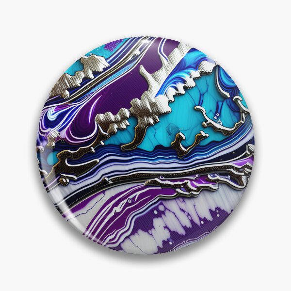 Item preview, Silver, Turquoise & Purple Marble Symphony #3 designed and sold by BirdsnStuff.