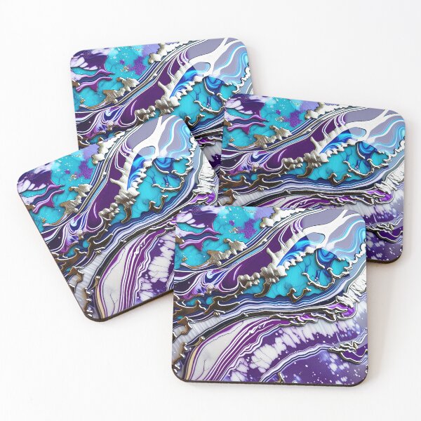 Item preview, Silver, Turquoise & Purple Marble Symphony #3 designed and sold by BirdsnStuff.