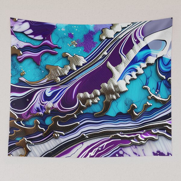Item preview, Silver, Turquoise & Purple Marble Symphony #3 designed and sold by BirdsnStuff.