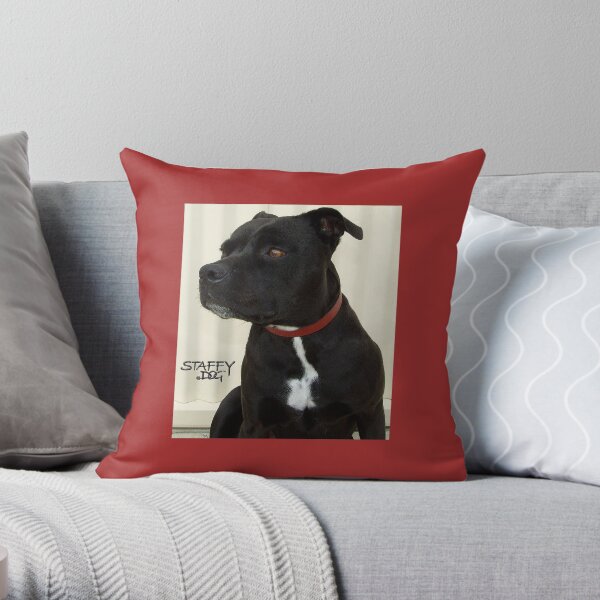 Staffordshire Bull Terrier Dog Soft Velvet Feel Cushion Cover With AD-SBT2-CPW 