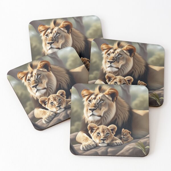 Item preview, Lion mother with her offspring in the savannah designed and sold by FotoworldEdel.