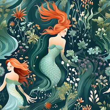 Artwork thumbnail, Mermaids Pattern 5 by DigitalPatternx
