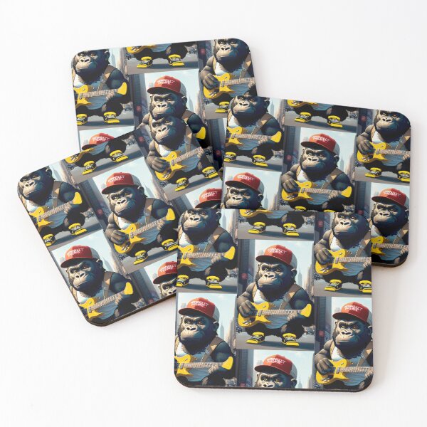Item preview, a cool gorilla playing guitar in a city designed and sold by Pelzi100.