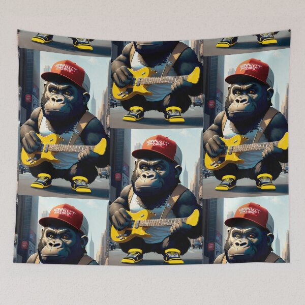 Item preview, a cool gorilla playing guitar in a city designed and sold by Pelzi100.