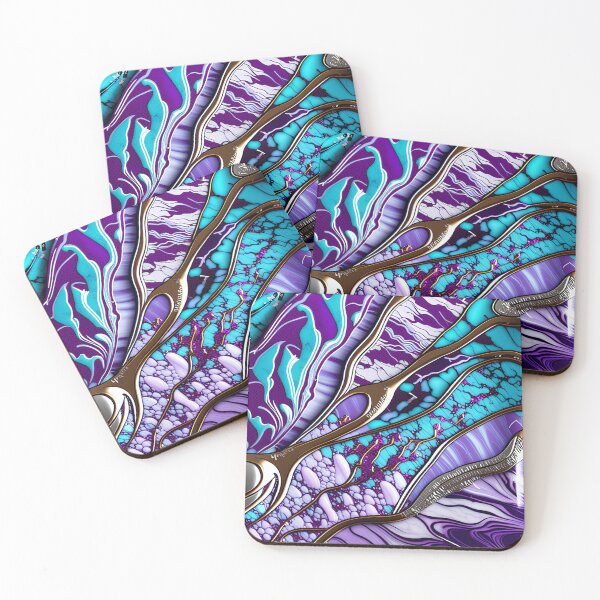 Item preview, Silver Turquoise & Purple Marble Symphony #5 designed and sold by BirdsnStuff.