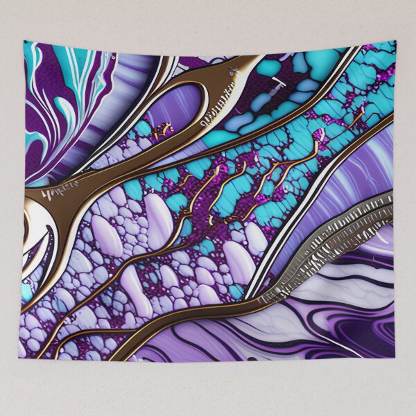 Item preview, Silver Turquoise & Purple Marble Symphony #5 designed and sold by BirdsnStuff.