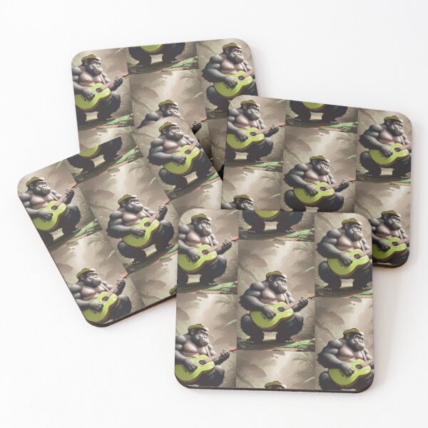 Item preview, a cool gorilla playing guitar in the jungle designed and sold by Pelzi100.