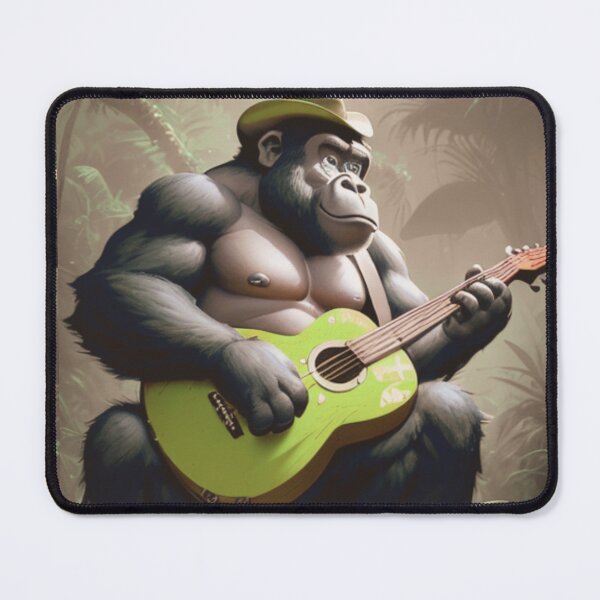 Item preview, a cool gorilla playing guitar in the jungle designed and sold by Pelzi100.
