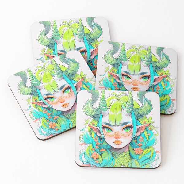 Item preview, Blue and Green Nature Elf Anime Girl designed and sold by bubblegoth.