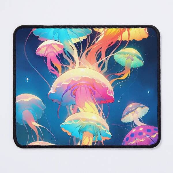 Item preview, A group of jellyfish with rainbow colored tentacles designed and sold by Carmillai.