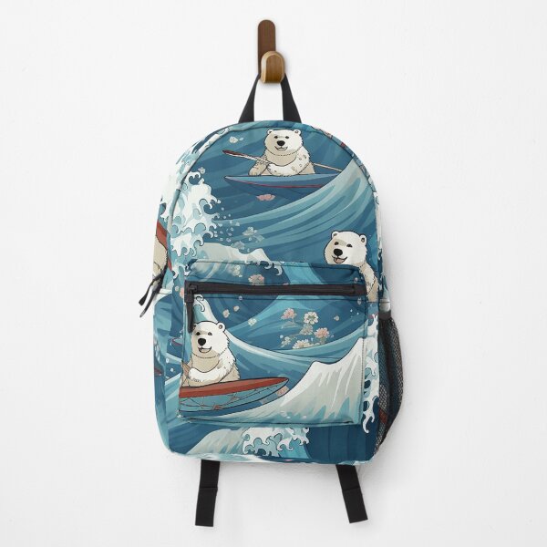Item preview, Cute Cartoon Polar Bears Surfing on Japanese Waves designed and sold by FazStuffStore.