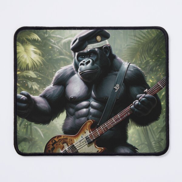 Item preview, a cool gorilla playing guitar in the jungle designed and sold by Pelzi100.