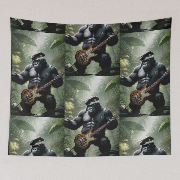 Item preview,  a cool gorilla playing guitar in the jungle designed and sold by Pelzi100.