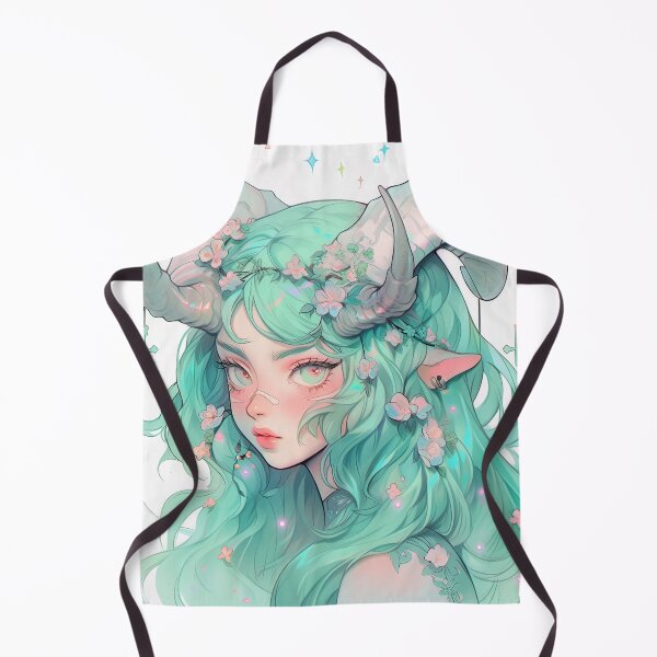 Item preview, Soft Blue Horned Nature Anime Girl designed and sold by bubblegoth.