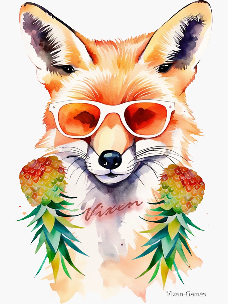 Thumbnail 3 of 3, Sticker, Cool Vixen Swinger with shades designed and sold by Vixen-Games.