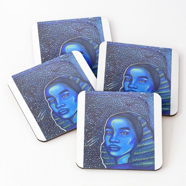 Item preview, Night Sky Starry Blue-Neon Space Fantasy Girl designed and sold by siderealeyes.