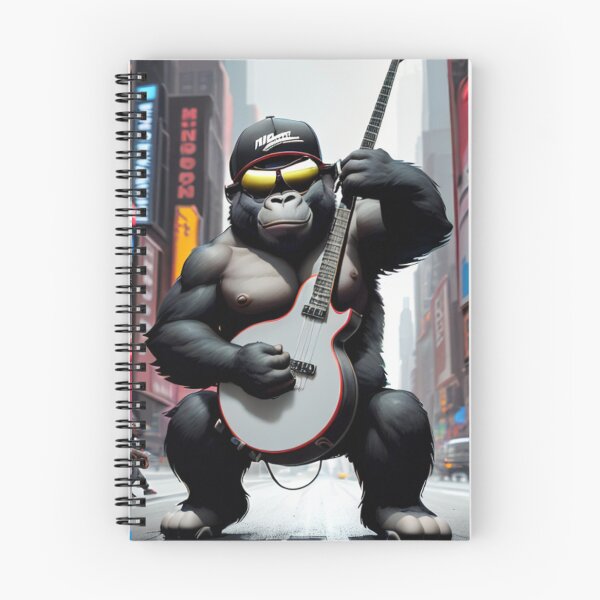 Item preview, a cool gorilla playing guitar in a big city  designed and sold by Pelzi100.
