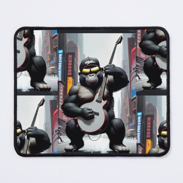 Item preview, a cool gorilla playing guitar in a big city  designed and sold by Pelzi100.