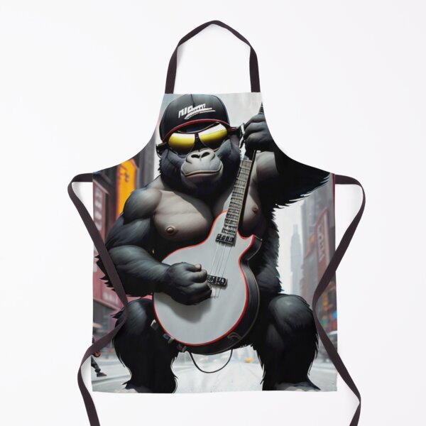 Item preview, a cool gorilla playing guitar in a big city designed and sold by Pelzi100.
