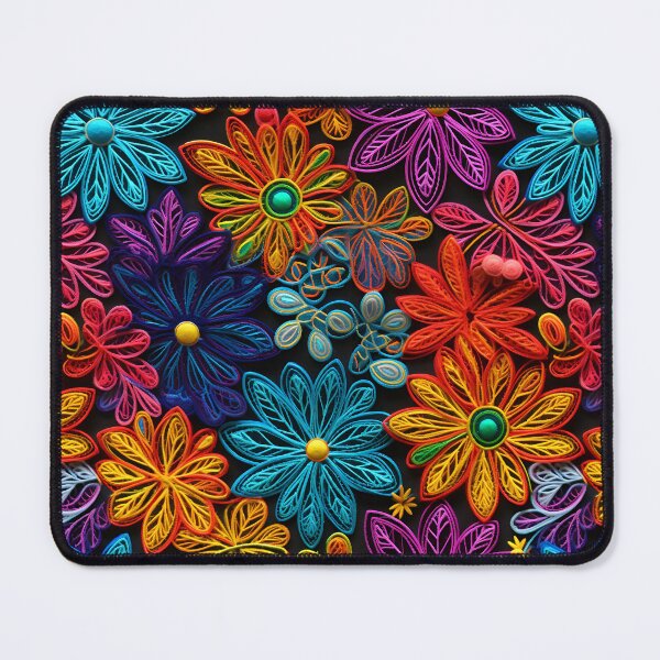 Item preview, Multicolour flowers embroidery lace design pattern  designed and sold by Trendy-Artistry.