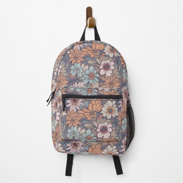 Item preview, Boho floral pattern backpack designed and sold by baggageboutique.