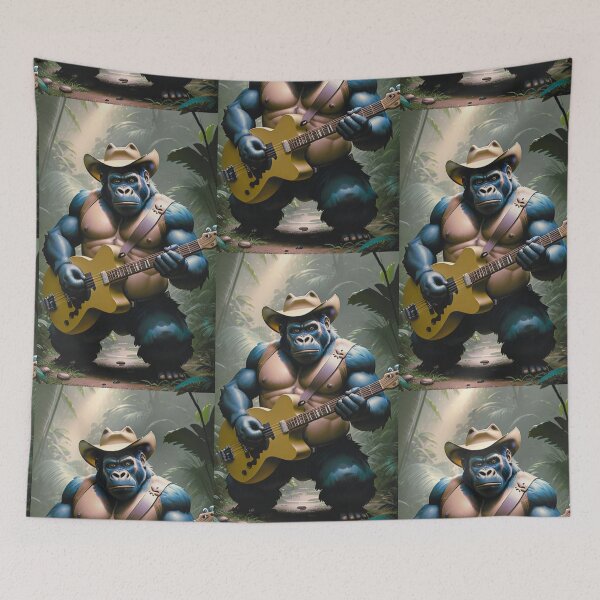Item preview, a cool cowboy gorilla playing guitar in the jungle designed and sold by Pelzi100.